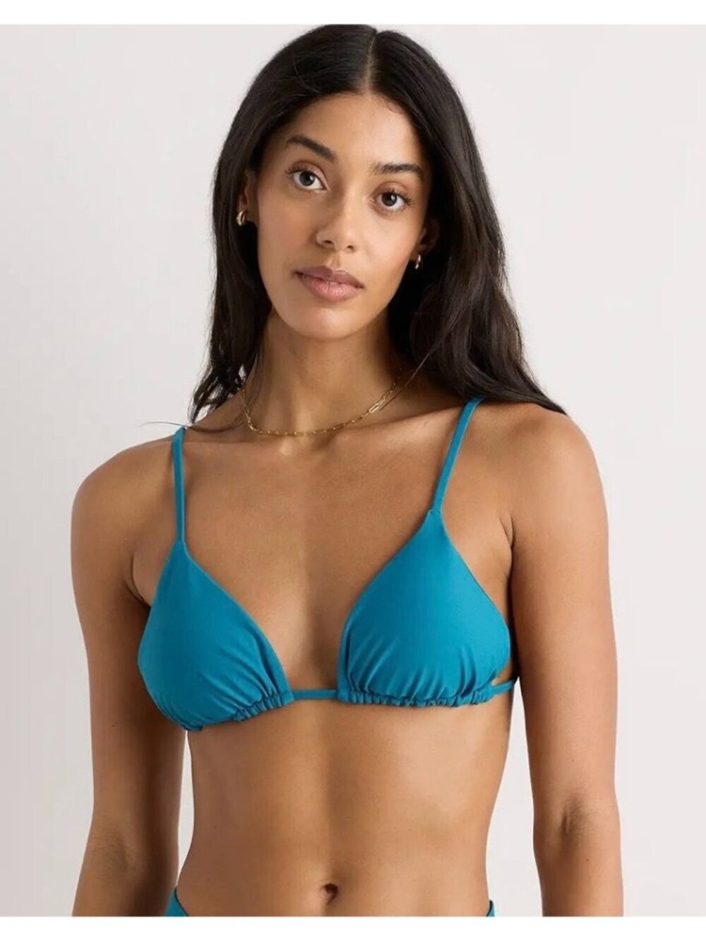 NWT Quince Italian Triangle Bikini Top in Lagoon Teal Blue - Size: Medium